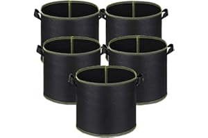 Niurui 5-Pack 10 Gallon Grow Bags Heavy Duty 300G Thickened Nonwoven Fabric Pots Plant Grow Bags with Handles