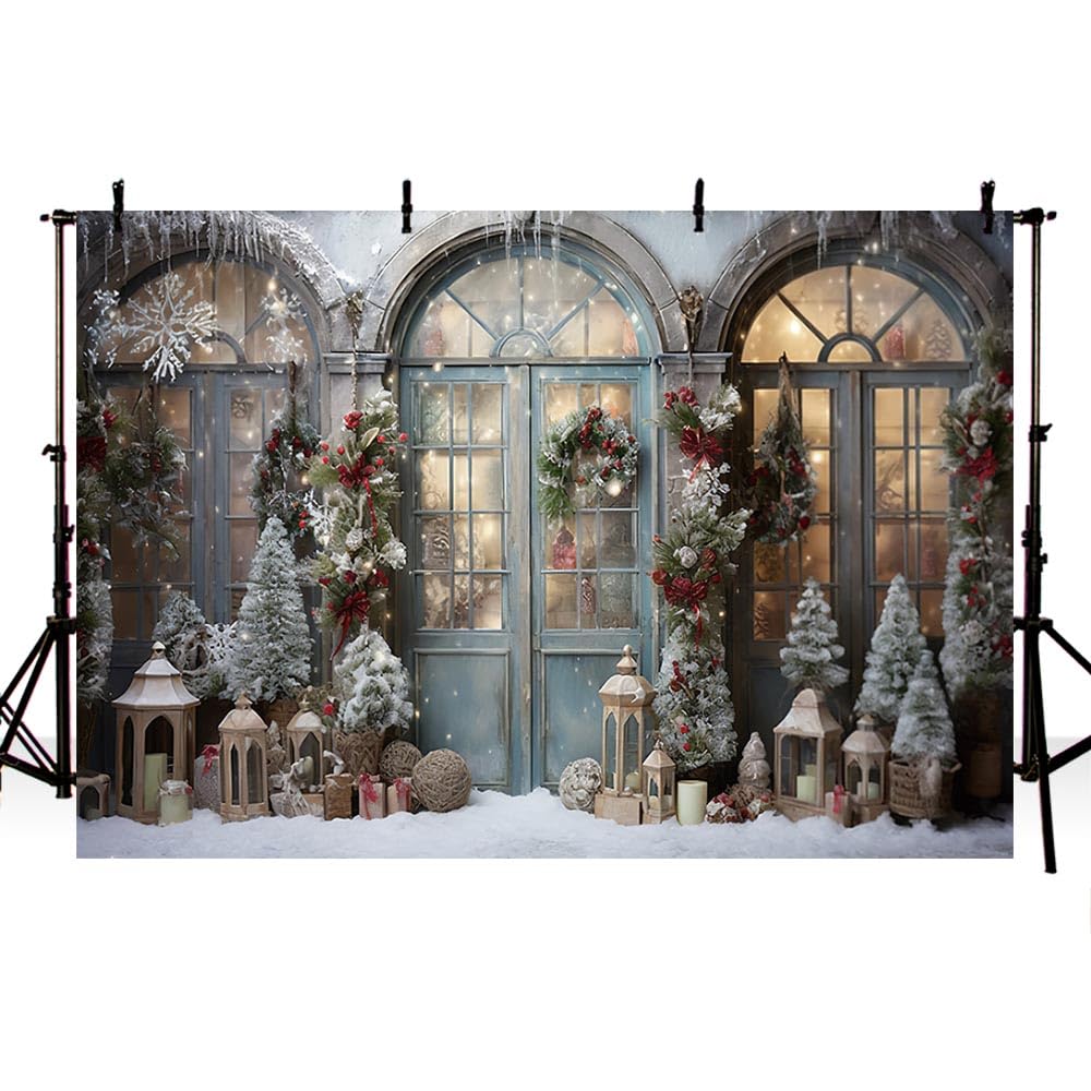 AIBIIN 7x5ft Winter Christmas Window Photography Background Snow Xmas Trees Kids Family Party Portrait Decor Backdrop Photo Props