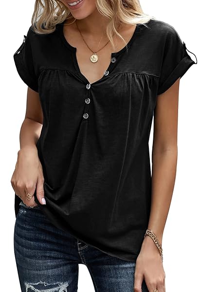 VANKOVISHION SHORT SLEEVE T-SHIRTS TOPS CASUAL BASIC TEES FOR WOMEN