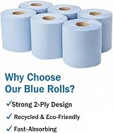 IDEAL 365 Blue Rolls 6 Pack 2 Ply Embossed Centre Feed Paper Rolls 110m view 6