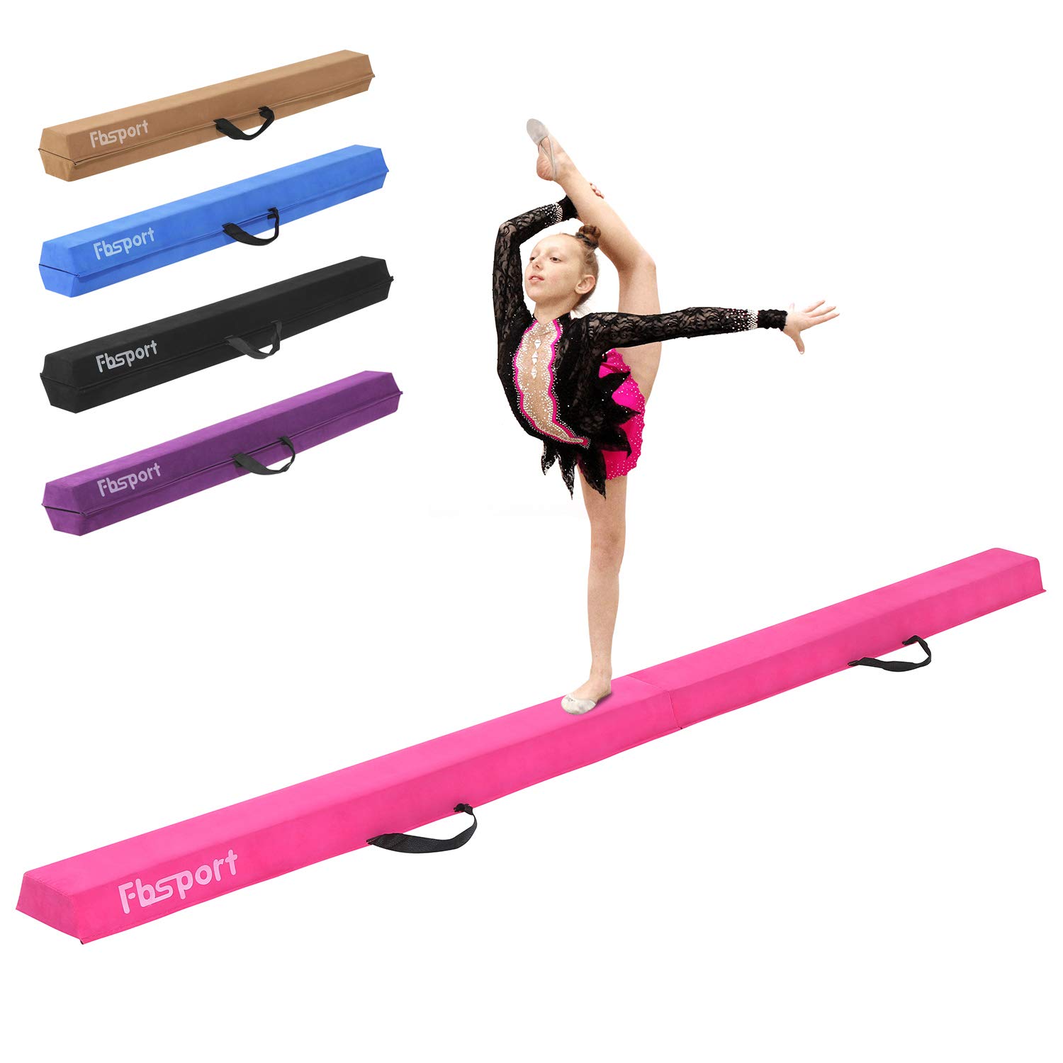FBSPORT 8ft Balance Beam Folding Floor Gymnastics Equipment For Kids