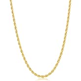 Fiusem 18K Gold Plated Rope Chain for Men, 18K Gold Plated/Black Chain Necklace, Stainless Steel Necklace for Men and Women, Valentine's Day Jewelry Gifts