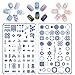 CICI&SISI Nail Stamping Plates Kit Nail Art Plate Image Plates Blue-and-White Overprint Series