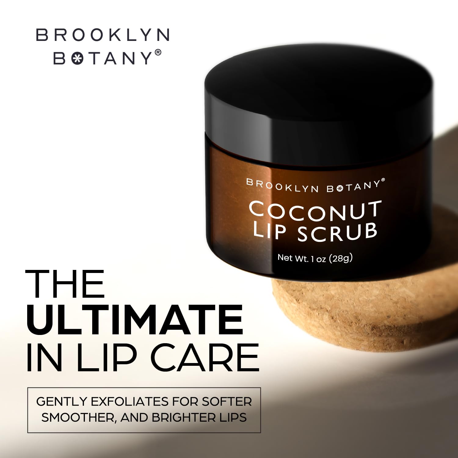 Brooklyn Botany Lip Scrub Exfoliator 1 oz – Lip Moisturizer for Dry Lips and Chapped Lips – Gentle Lip Exfoliator for Smooth and Brighter Lips – Coconut Flavor