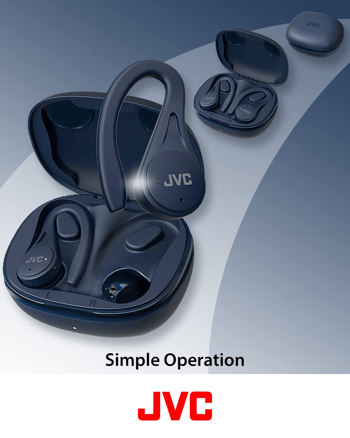 JVC Sport True Wireless Earbuds Headphones, Lightweight and Compact, Long Battery Life (up to 30 Hours), Sound with Neodymium Magnet Driver, Water Resistance (IPX5) - HAEC25TB (Black), Small