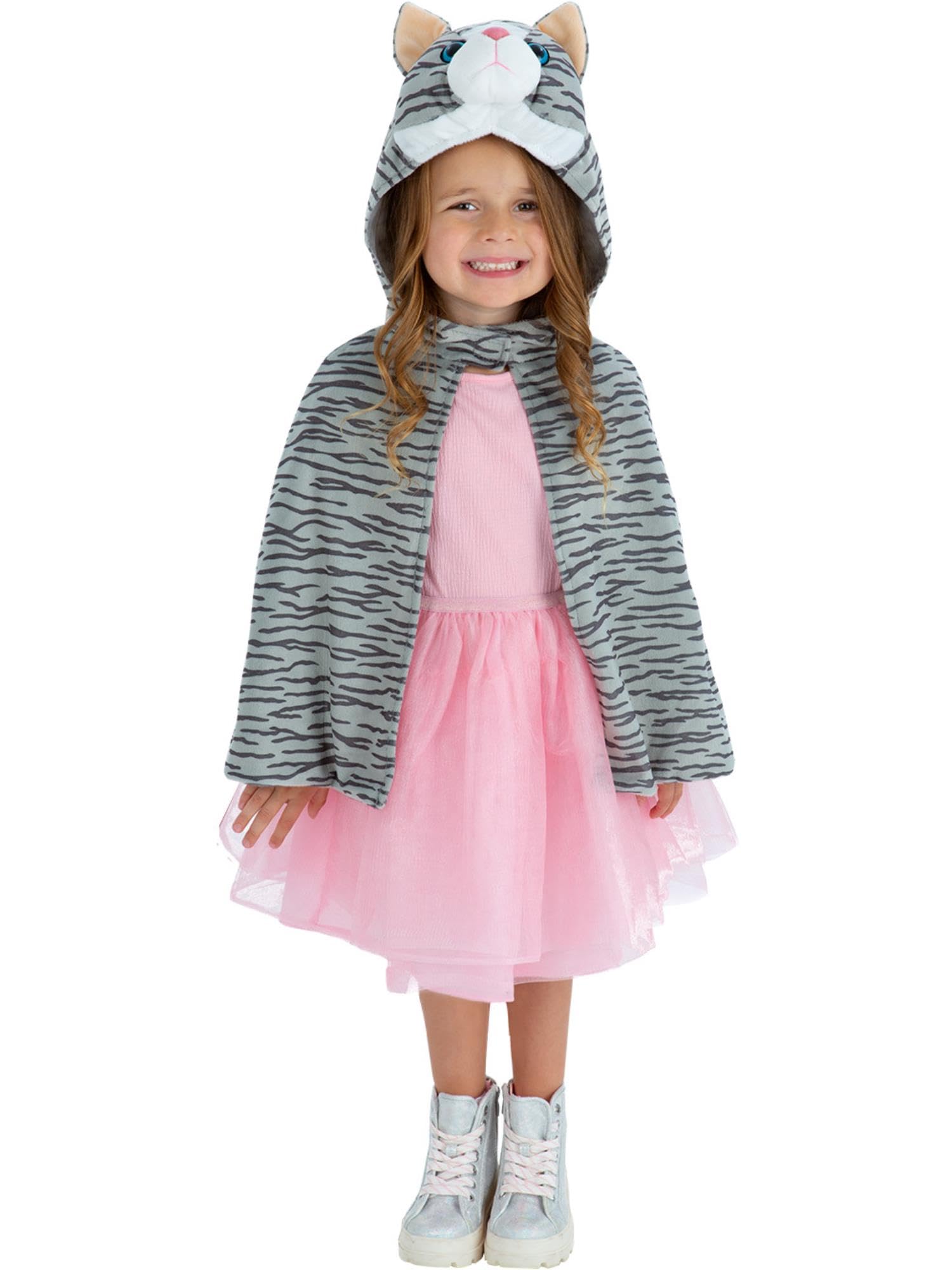 Smiffys Deluxe Kids Cat Cape, Soft Plush Kitten Fancy Dress Costume Accessory with Hood, Children’s Animal Dress Up for World Book Day and Parties