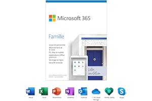 Microsoft 365 Famille | Abonnement de 12 mois, jusqu’à 6 utilisateurs | Applications Office de première qualité | Carte PC/Ma