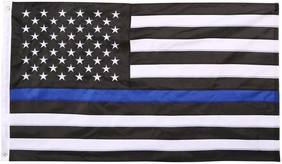 Police Creations Brand Thin Blue Line Flag USA 5x3 FT Full Size Police