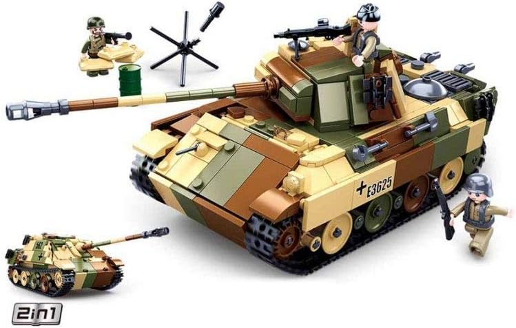 Sluban Clamp Building Blocks SL95565 WWII - German Tank [M38-B0693] Play Set Clamp Building Blocks Soldiers with Play Figure, Army WWI, Multi-Coloured