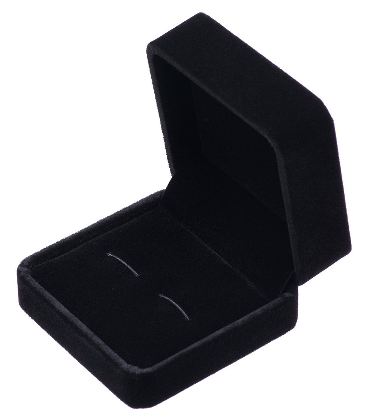 POKOFO Small Dark Classic Velvet Cufflink Box Case (Black)