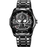 MASTOP Men’s Stainless Steel Skull Quartz Watch – Waterproof 30M Wristwatch with Luminous Hands, Bold 3D Dial Design