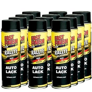 Motip Dupli - Fast Finish Autolack Rallye Spraydose 500ml schwarz matt 12 Stück