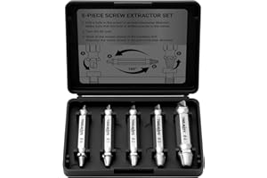 5 PCS Screw Extractor Kit with Drill Bits, 2-12 mm Range HSS 4341, Rusty & Stripped Screw Remover Tools for Broken Bolts Nuts