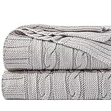NTBAY 100% Cotton Cable Knit Throw Blanket for