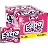 EXTRA Classic Bubble Gum Sugarfree Bulk Chewing Gum, 15 Count, 10 Pack | Long Lasting Classic Bubble Gum Flavor, Individually Wrapped Packs for Sharing, for Fresh Breath at School, Work and Travel