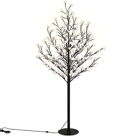 Deuba Kirschblütenbaum 200 LED | 180cm Lichterbaum Indoor Outdoor Metallfuß Stabil | Weihnachten Beleuchtung Warmweiß