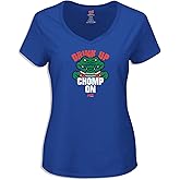 Smack Apparel Florida Football Fans. Drink Up Chomp On. Royal Ladies T-Shirt (Xs-3X)