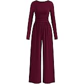 PRETTYGARDEN One Piece Jumpsuits for Women Dressy Casual Long Sleeve Crewneck Wide Leg Romper Overalls Spring Outfits 2026
