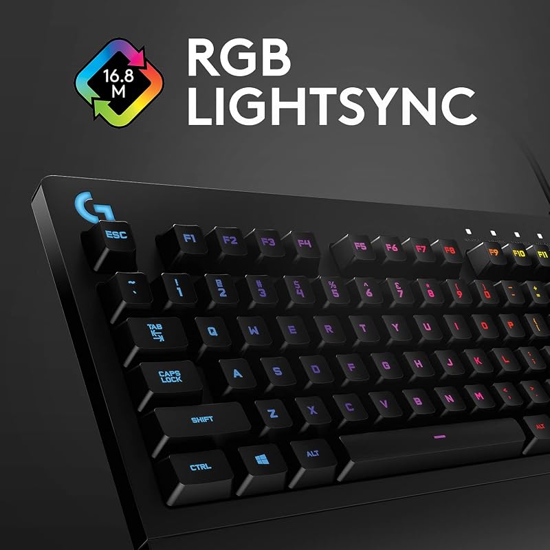 Teclado para jogos logitech g213 prodigy com descanso para pulso, rgb lightsync, teclas retroiluminadas e personalizáveis, resistente a respingos, controles multimídia dedicados, layout es qwerty