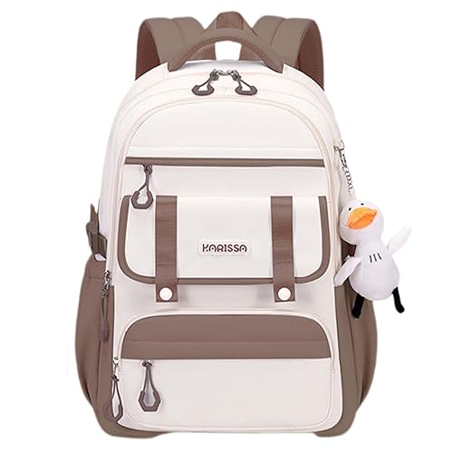 MININAI Womens Girls Backpack for School Cute Aesthetic Large Laptop Backpack Kawaii Preppy Teen Kids Bookbag Travel Daypack (Khaki, S)