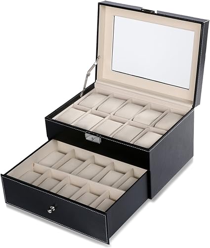 grapest Caja Joyero Caja de Relojes 2 Niveles Organizador ...