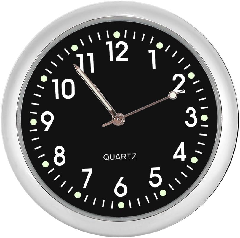 Fdit Car Dashboard Clock Classic Small Round Table Onboard Quartz Clock with