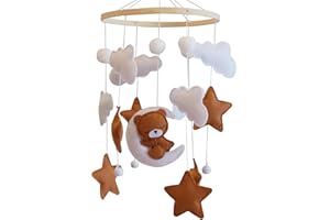 HANMIAMIA Baby Crib Mobile - Bear Mobile for Crib, Felt Cloud Nursery for Boys and Girls, Baby Bassinet Mobile Toy - Shower Set for Infant Bedroom Hanging Decoration
