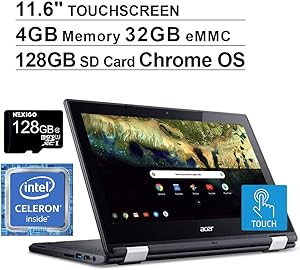 2020 Acer Chromebook R 11.6 Inch Touchscreen 2-in-1 Laptop, Intel Celeron N3060 up to 2.48 GHz, 4GB DDR3L RAM, 32GB eMMC, WiFi, HDMI, Chrome OS + NexiGo 128GB MicroSD Card Bundle