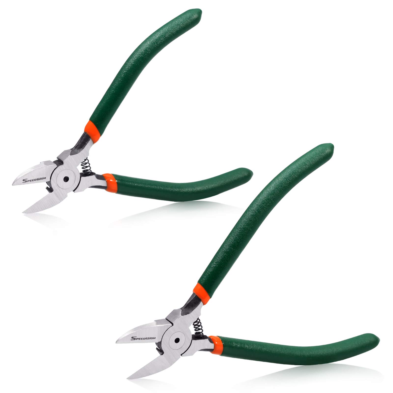 SPEEDWOX 2 Pcs Side Cutter Set Flush Cutter Pliers Set Diagonal Cutters Set with Spring Functional Precision Tools for Cutting Electronics Wires Jewelry DIY and Handmade