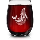 Whale Vintage Engraved Stemless Wine Glass - Ocean Marine Biology Theme Gift - Unique Birthday Gifts For Friends And Family - Whale Lovers Gift - Vintage Animal Wine Glass