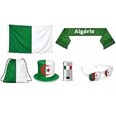 Algeria World Cup Soccer Fan Kit &ndash; 6 Items: Flag, Scarf, Hat, Bag, Glasses, Coloring