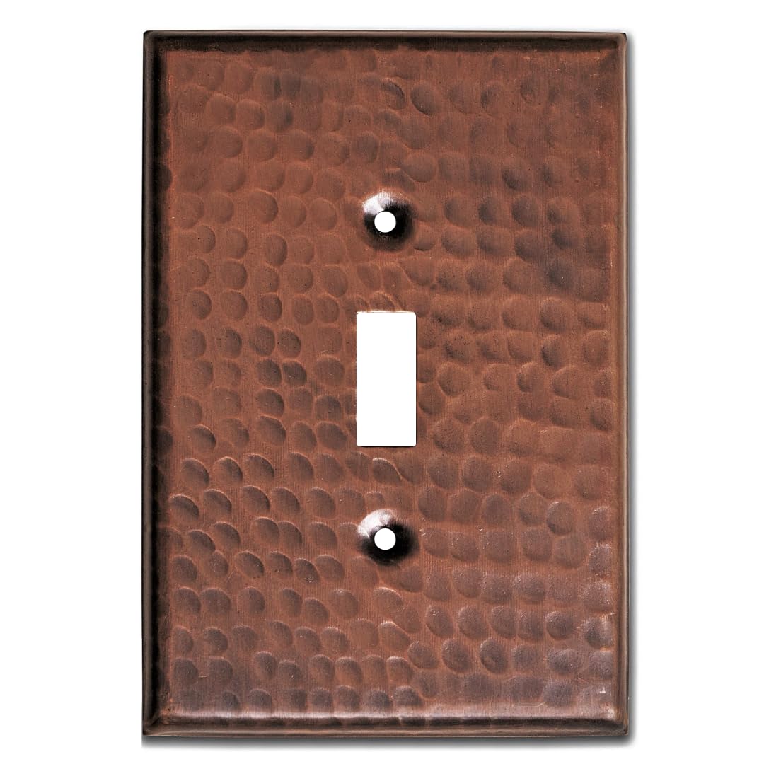 Photo 1 of Monarch Abode 1-Gang Toggle Wall Plate, Hand Hammered Pure Copper Single Switch Wall Plate, Decorative Light Switch Cover Plate for Electrical Outlet, Pure Copper