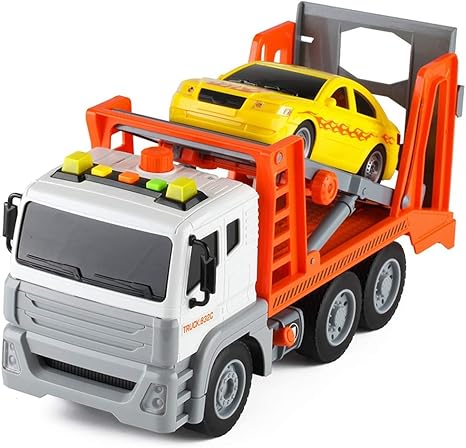 Amazon Co Jp 大型ロードレスキューレッカー車合金トレーラーチャイルドボーイおもちゃ車シミュレーション音響および光工学車両モデル金属落下防止輸送トラックダイキャストエンジニアリング建設車両 おもちゃ