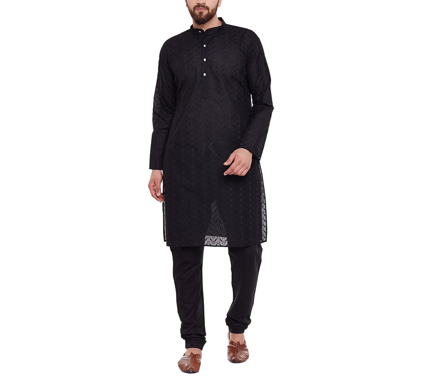 sojanya (since 1958) men's 100% cotton chicken kurta & churidaar pyjama