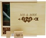 LXSINO 32GB USB 3.0 Maple Wood Flash Drive "Mr & Mrs" Gift Box Wedding Couple