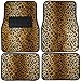 KM WORLD Leopard CARPET CAR Floor MATS Beige Tan Black Design Animal Print Universal FIT Safari with Rubber Nibbed Backing for Cars Trucks Vans and SUVs