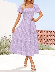 ZESICA Women‘s Summer Boho Floral Midi Dress 2025
