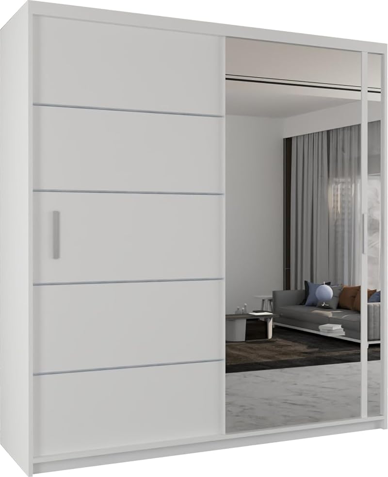 Sliding Wardrobe 4U Indiana 120cm White Double Sliding Mirror Door