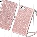 UrbanDrama for Apple iPhone 7 Case iPhone 8 Case, Glitter Shiny Faux Leather Magnetic Closure 9 Credit Card Slots Cash Holder Protective Case for Apple 7 iPhone 8 4.7 inch, Rose Gold