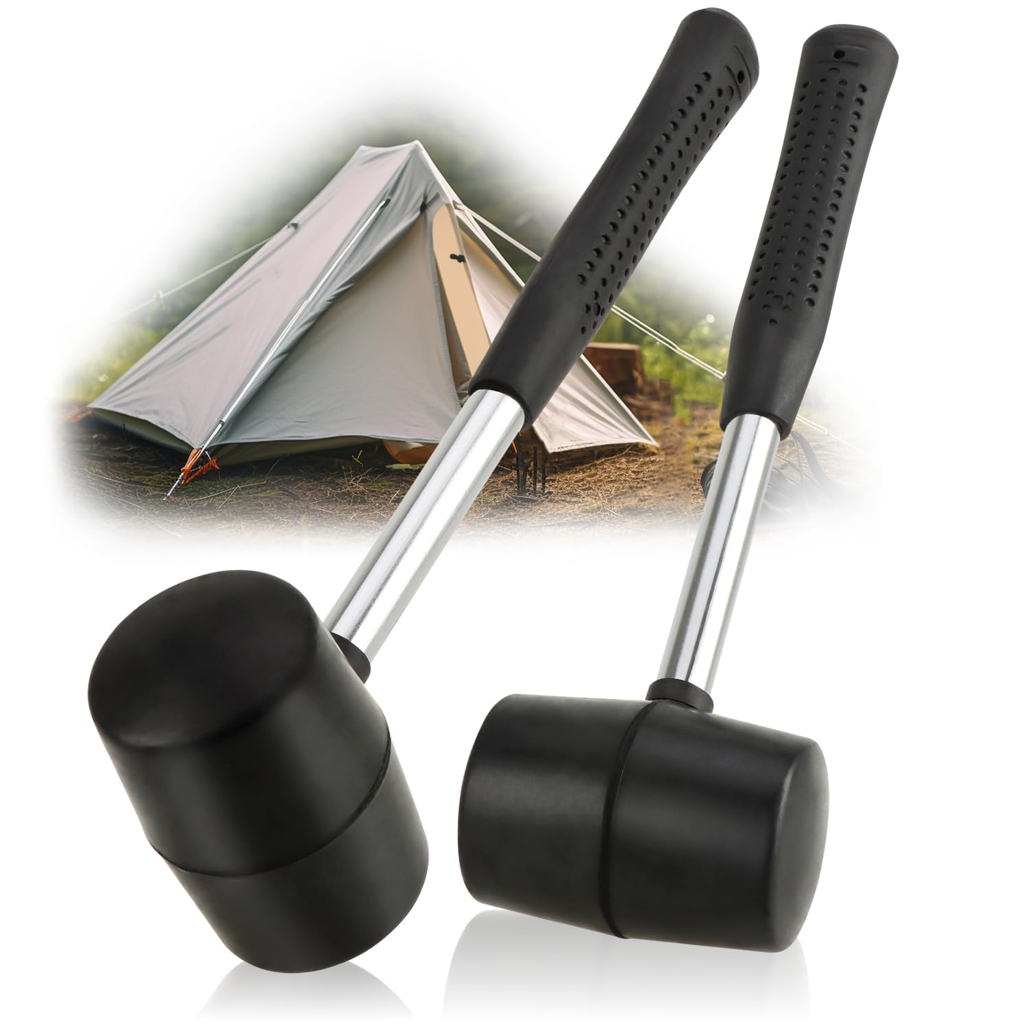 Robin Goods® 2x rubber hammer 590 g - camping, tent and outdoor accessories - stable and non-slip handle - camping hammer, soft-face hammer for crafts and DIY