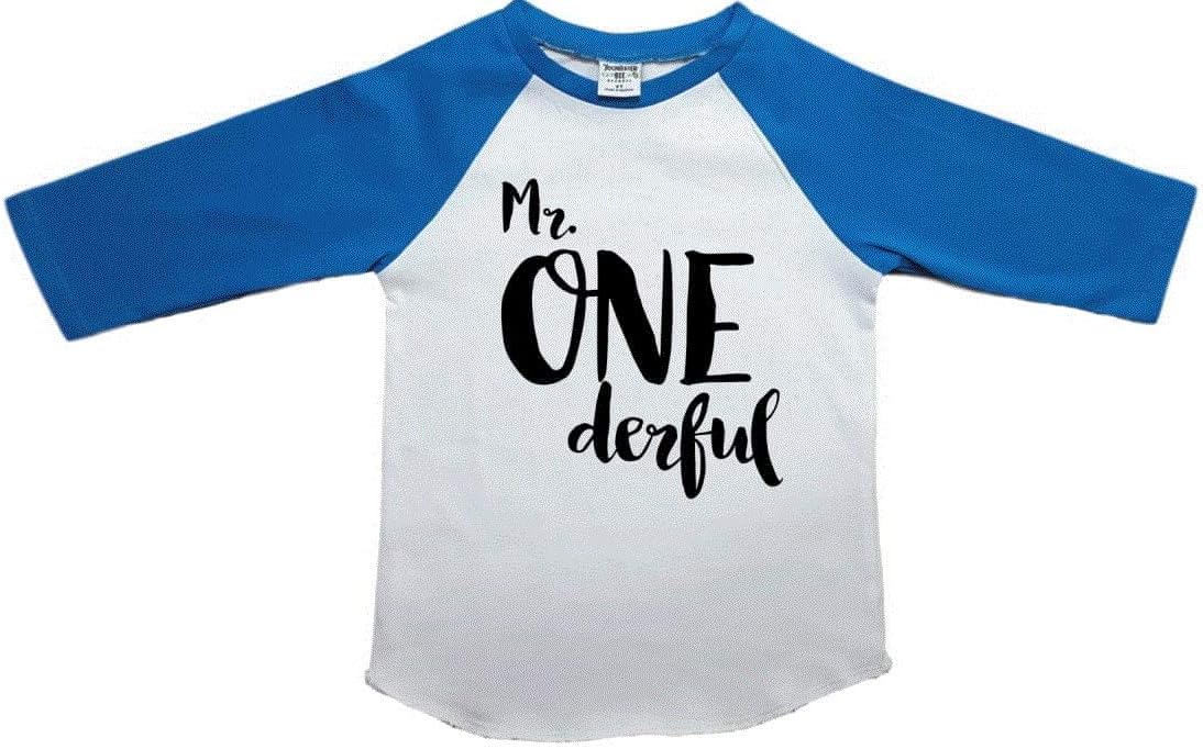 First Birthday Mr ONE Derful Blue Raglan Size 12M