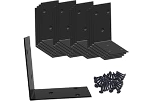 Raised Garden Bed Corner Brackets,L Bracket,Heavy Duty Corner Brace,Stainless Steel Shelf Bracket,Black Large Angle Brackets, Metal Brackets for Wood Aufuga(4x4x2x0.08)(16Pcs)