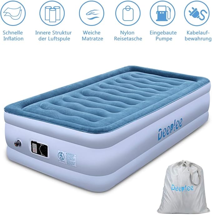 Deeplee Einzel Luftbett Luftmatratze Selbstaufblasend für 1 Person