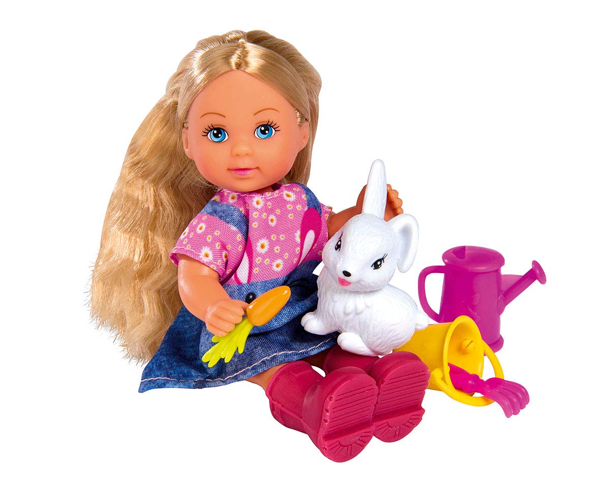 Simba Evi Love Cute Garden 105733442 Toy Doll in Wellington Boots with Garden Tools and Cute Rabbit, 12 cm, from 3 Years