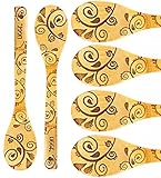 Bamboo Cooking Spoons - Unique Paisley Pattern - Wooden Kitchen Gadgets | 6 Piece Set | Great For Stylish Serving Utensils | Great Gift For Kitchen Lovers & Foodies