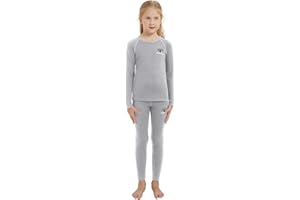 Adeptwool Girl Kids Merino Wool Base Layer Set Top and Bottom Thermal Underwear