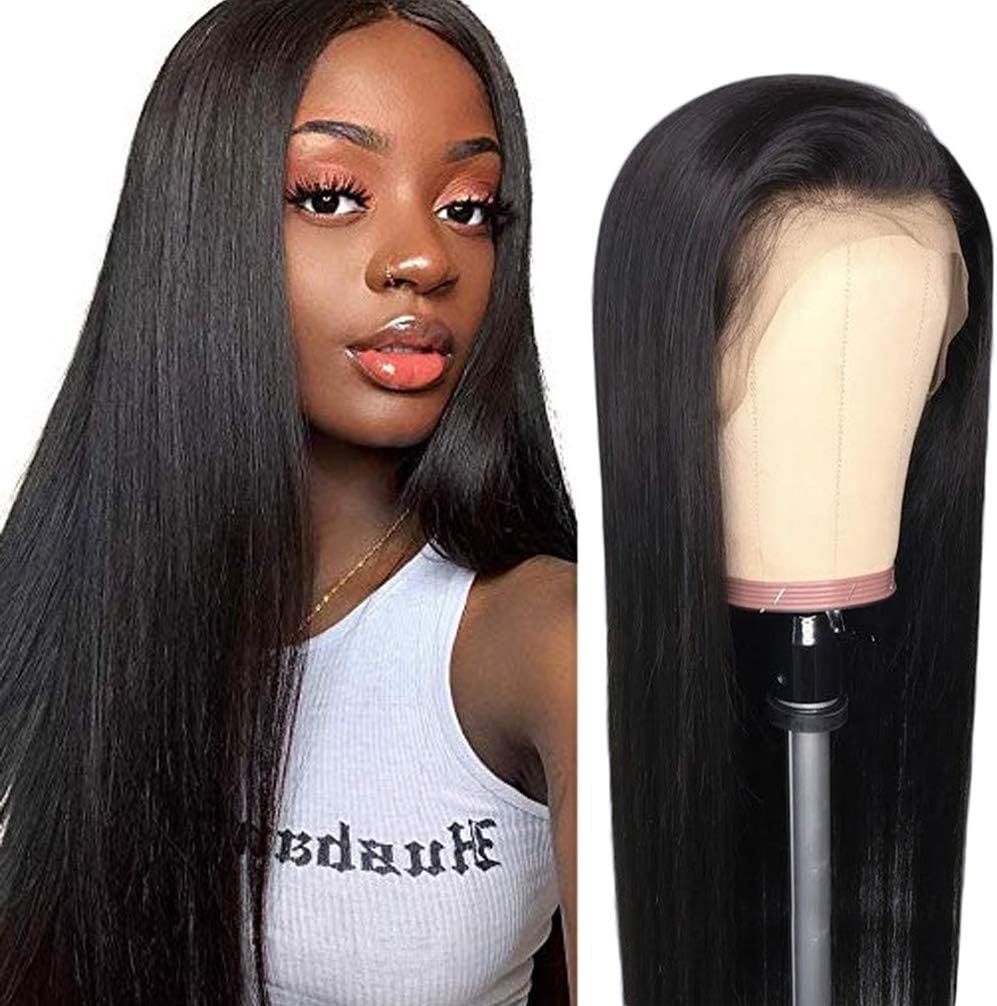 Aliabc 13X4 Lace Front Human Hair Wigs Pre Plucked Brazilian Straight Lace Front Wigs Human Hair Lace Wigs Natural Color (14 Inch)