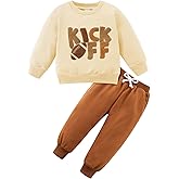 Luckrizyy Toddler Baby Boy Fall Winter Clothes Boys Long Sleeve Football Sweatshirt Top Pants 2PCS Set 18M 24M 3T 4T 5T