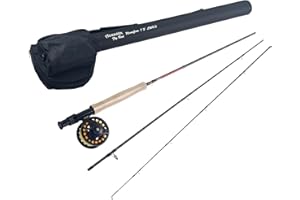 Aventik Fly Fishing Rod with Tube, 3-Piece (0/1wt, 2/3wt) & 4-Piece (3/4wt, 5/6wt), Carbon Fiber Fast Action Ultra-Portable Travel Fly Rod (Riverflow Series)