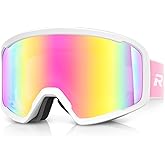 RIOROO Ski/Snowboard Goggles for Men Women, OTG Snow Goggles Anti Fog 100% UV Protection Snowboarding Goggles